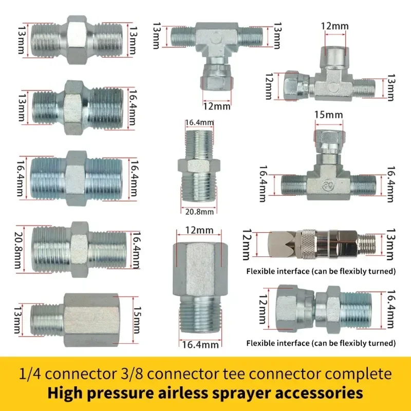 Imagem -02 - Suntool Airless Pistola de Pulverização o Tubulação Encaixe União Conversão Cabeça Pintura Acessórios 14 38 12 Encaixe de Alta Pressã