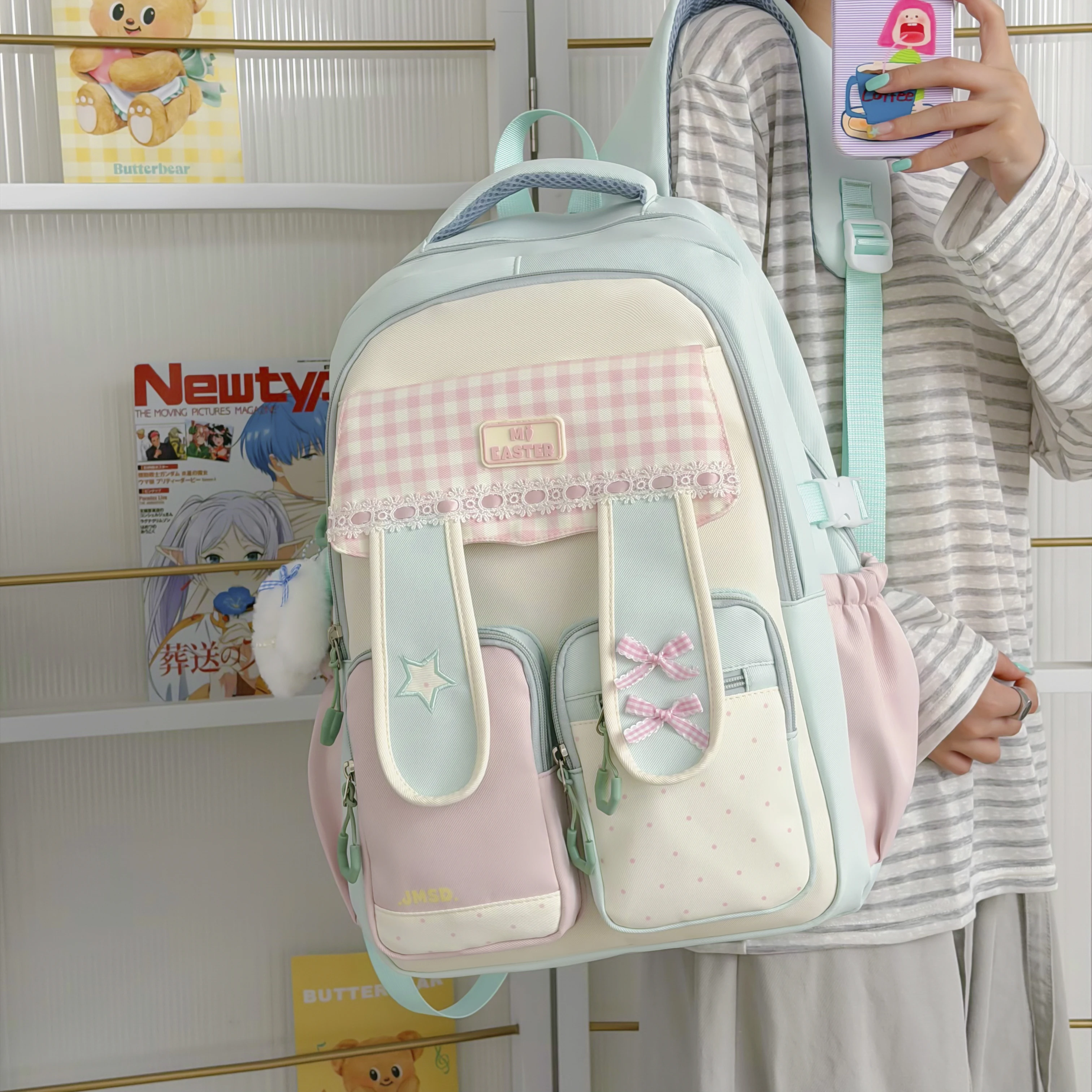 Teen Girls Big Backpack 2026 New Trend Fashion Bow Star Back Packs Large Capacity Cute Casual School Travel Sweet Daypack