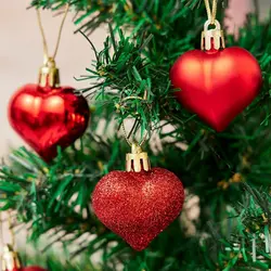 12Pcs/set Special-shaped Heart Ball Pendant DIY Electroplated Christmas Tree Wreath Ornament 3D Love Heart Pendant Wedding
