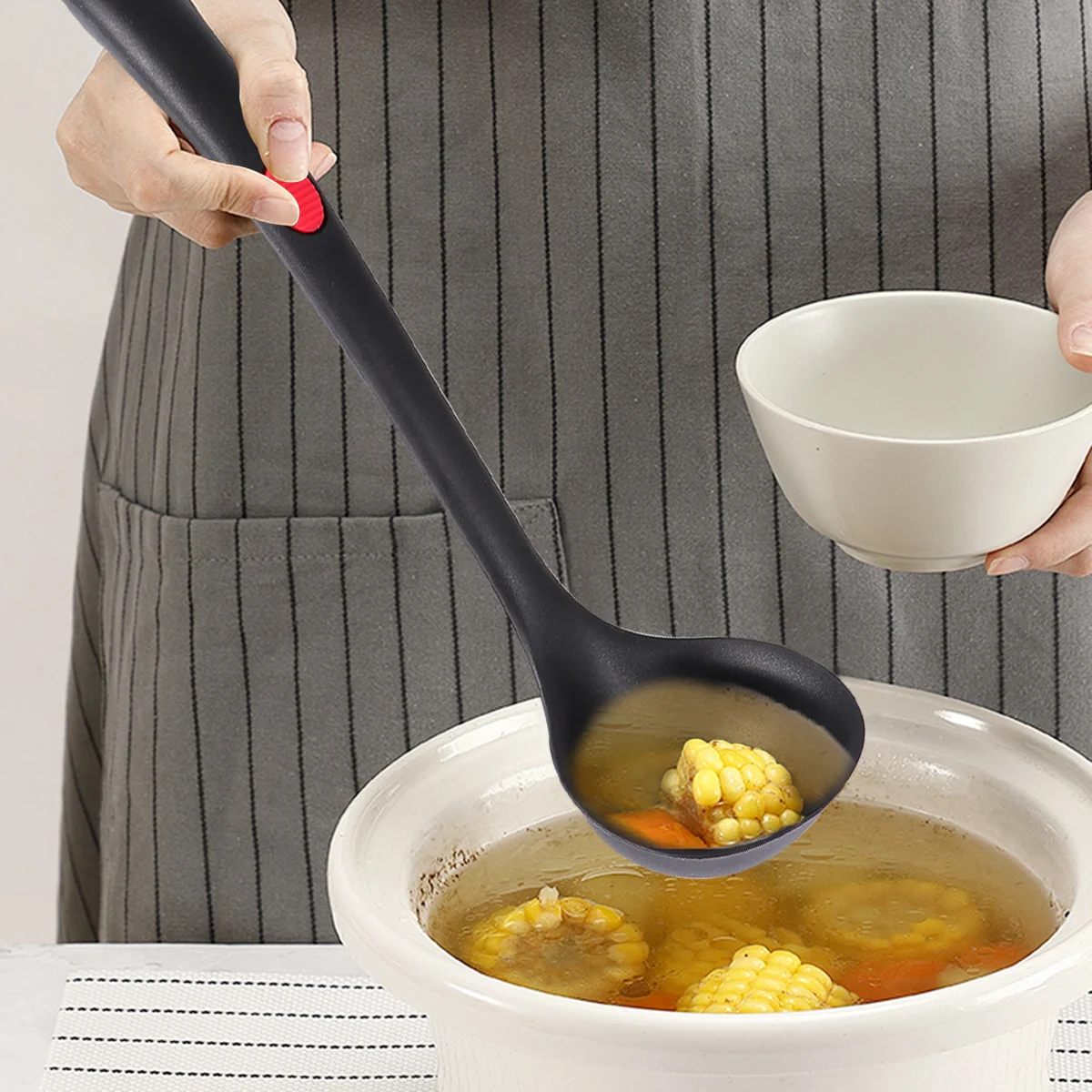 

Silicone Black Soup Scoop Heat Resistant Non-Stick Cooking Utensil Kitchenware for Home Restaurant Cooking Gadgets