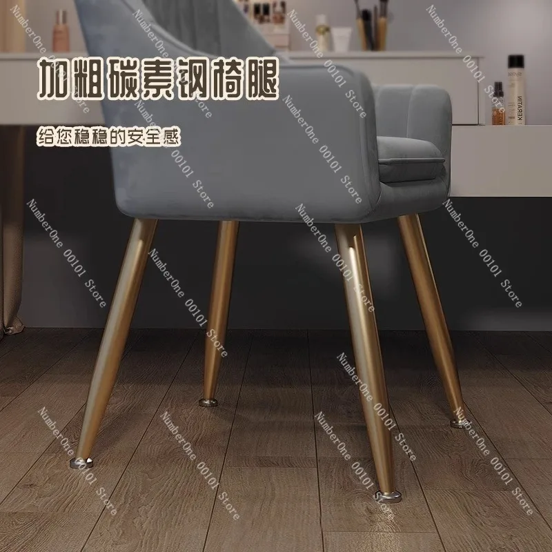 Simple and Elegant Makeup Chair for Dressing Table, Light Luxury Dining Chair with Backrest, Ideal for Bedroom Nail Art Stations view 5