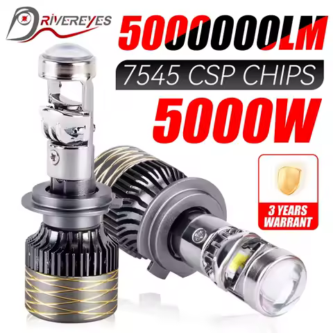 H7 H4 Canbus Car Headlight Mini Lens H11 H8 9005 9006 HB3 HB4 LED 5000W 5000000LM Projector Bulb 6000K Auto Motorcycle Mini Lens