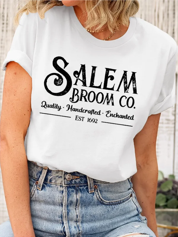 Salem Broom Co Vintage Slogan Women T-shirt Retor Fashion Casual Street Female Shirt Faddish Voguish Comfort Holiday Girl Tee