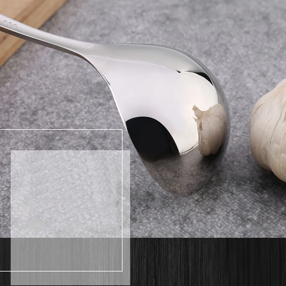 2Pcs Rustless Steel Soup Spoon Moderate Deep Comfort‑grip Household Scoop Mirror‑polished Solid Handle Soup Utensil Hot‑pot
