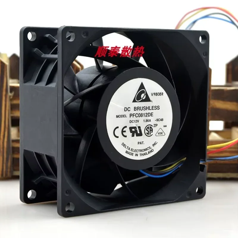 

Вентилятор охлаждения для сервера Delta Electronics PFC0812DE 9C48, 12В DC, 1.86А, 80x80x38мм, 4-проводной