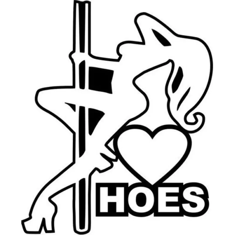 Love Hoes Stripper Girl Strip Decals Car Decoration Personality Pvc Car Window Waterproof Sticker Black/white, 15cm*13cm