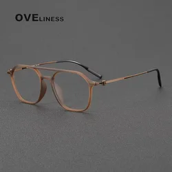 2025 Acetate Titanium Glasses Frame for Men Retro Square Eyeglasses frames Women Vintage full Eyewear spectacles