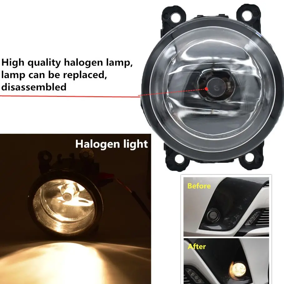 High Quality Fog Lamp Fog Light LED Front Fog Lights For Peugeot Partner Tepee 2008- Car Styling Round Bumper Halogen Fog Lamps