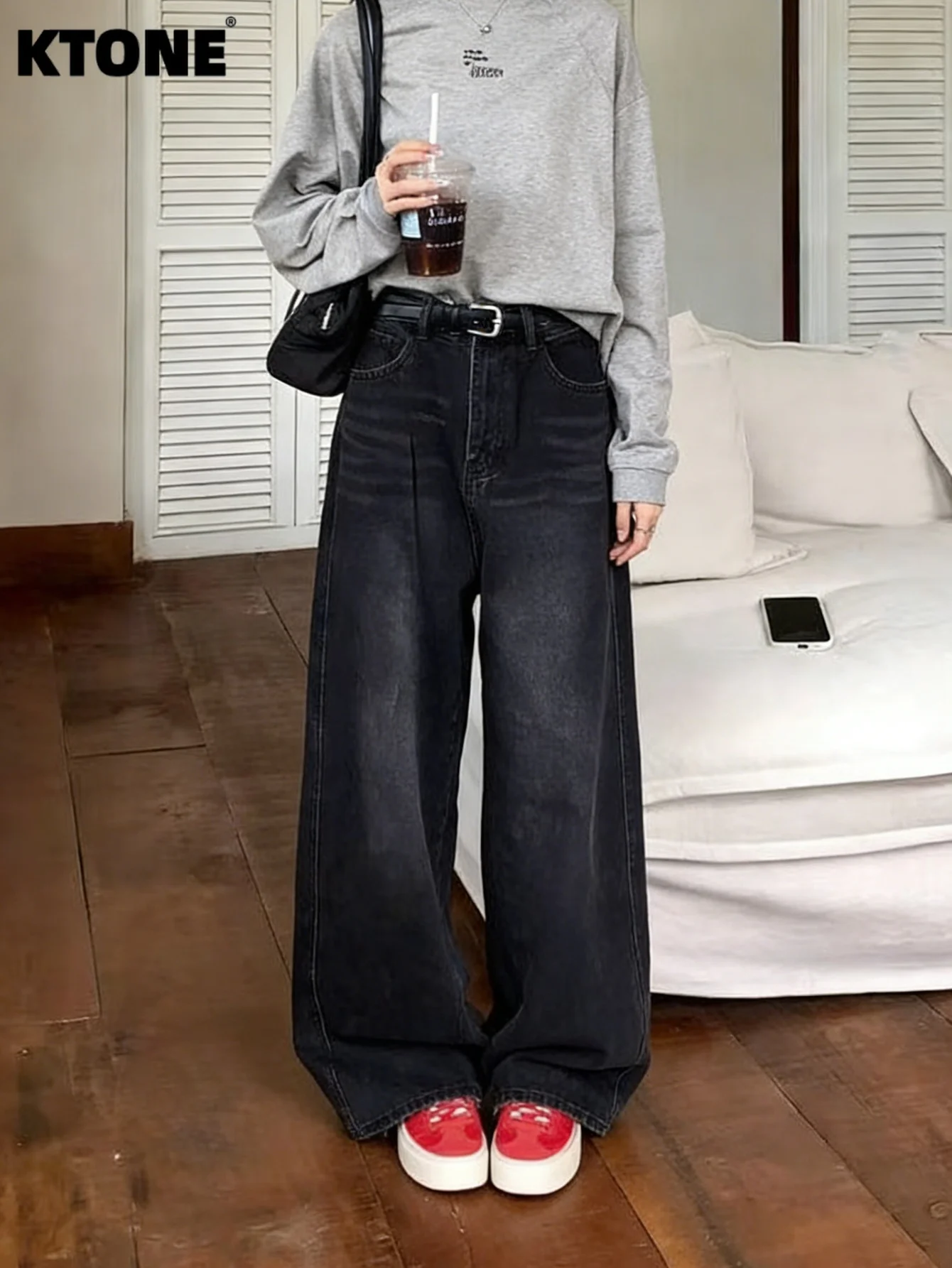 

Solid Color Jeans Unisex Black Baggy Jeans Retro Y2K Drip Original No accessories or belts included