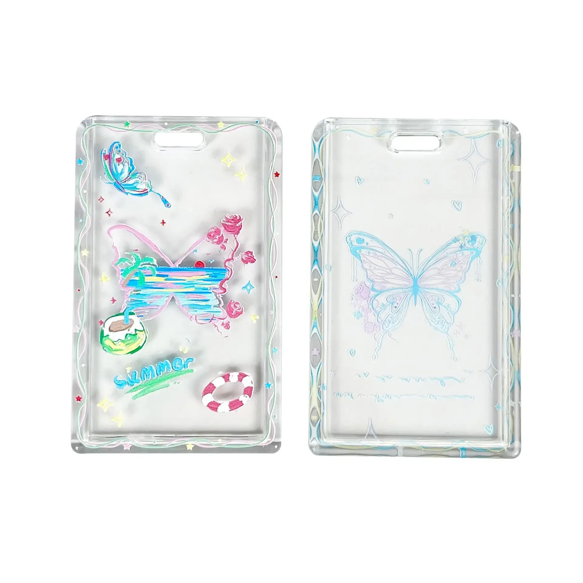 INS Acrylic Transparent Card Sleeve Idol Storage Access Control Small Card Hard Shell Double Card Protective