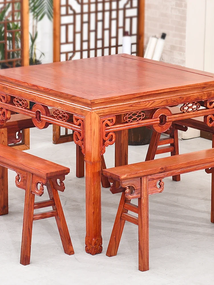 Solid Wood Square Table Antique Dining Table and Chair Combination Chinese Style Eight Fairy Table