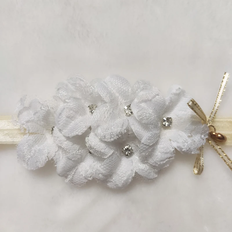 Baby White Flower Headbands Lace Hairbands Bows Elastics Hair Accessories For Baby Girls Newborn Infant Toddlers Kids