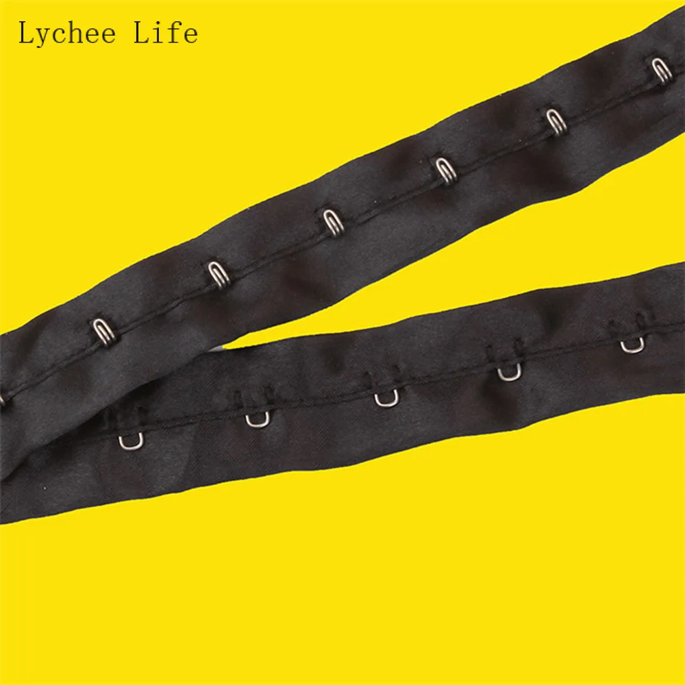 Lychee Life 1Yard Single Row Cotton Back Buckle For DIY Sewing Crafts Bra Extenders Hook Eye Tape Clothing Home Decoration