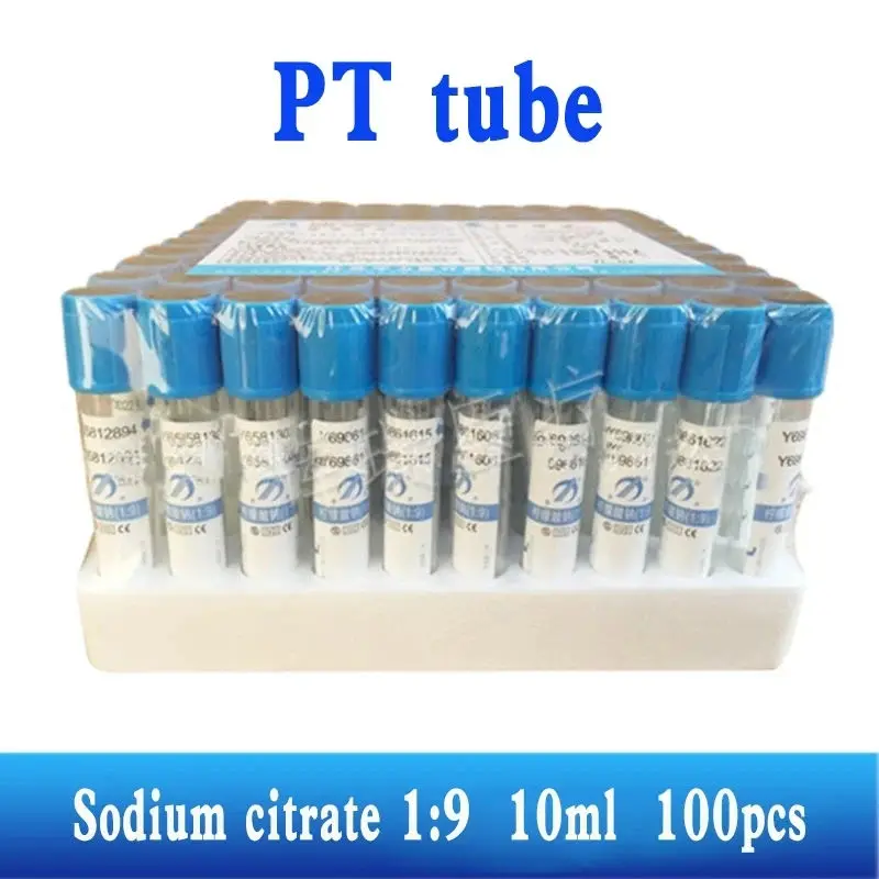 100 pièces 5ML/10ml Tube en plastique PT agrumes de Sodium 1:9 Tube stérile pression négative vide bouchon bleu Tube d'antiagulant