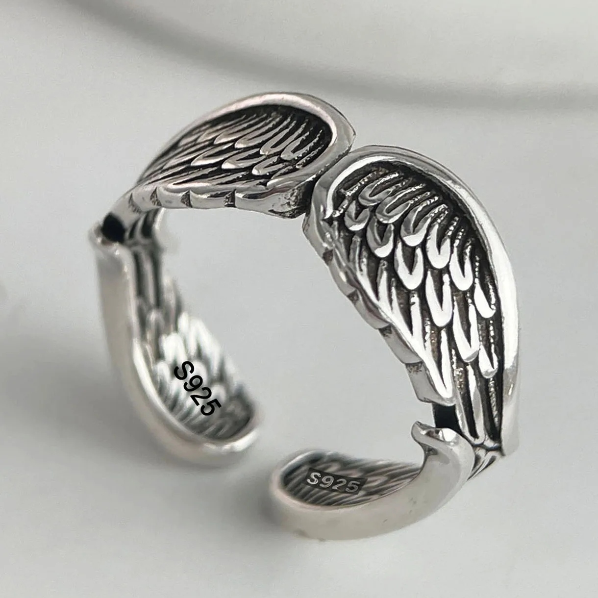 

Кольца на палец из стерлингового серебра 925 пробы для женщин, винтажное кольцо с крыльями для пары, минималистичное кольцо, вечерние ювелирные изделия, подарок для предотвращения аллергии