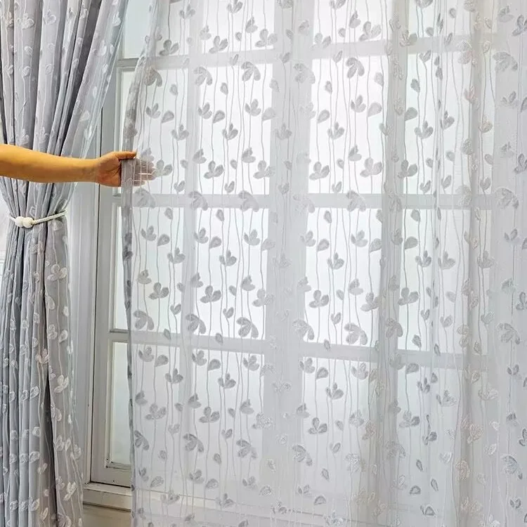 Minimalist Embossed Luxury Sheer Curtains for Living dining room bedroom Thermal-Insulating Sun-Blocking Window Screens custom