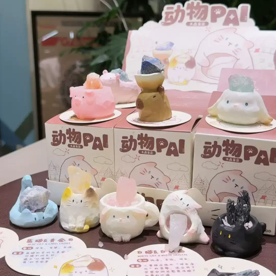 

Cat Pai Mini Blind Box - Crystal Series Cute Cat Figure Surprise Mystery Toy for Desktop Decor Collectible Gift