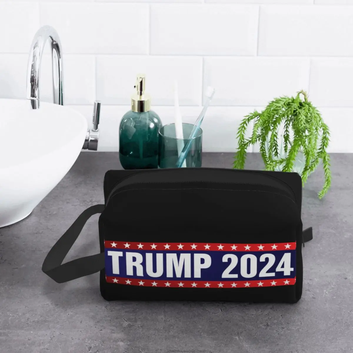 Custom Trump 2024 borsa cosmetica da viaggio donna America US Toiletry Makeup Organizer Ladies Beauty Storage Dopp Kit