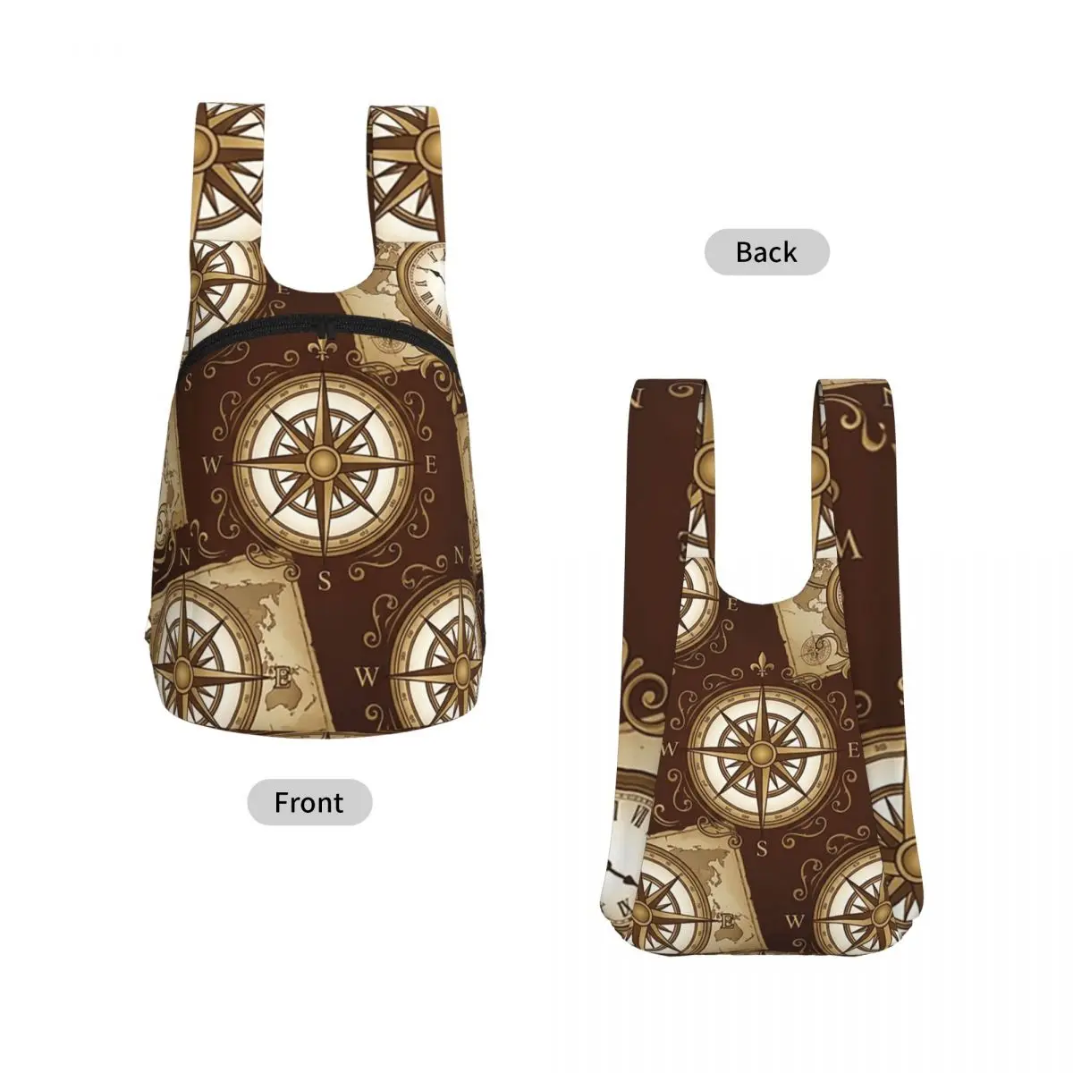 Nautical Compass And Pocket Watch Backpack Student Storage BookBag Kids School Bag Laptop Shoulder Bags for Boys Girls