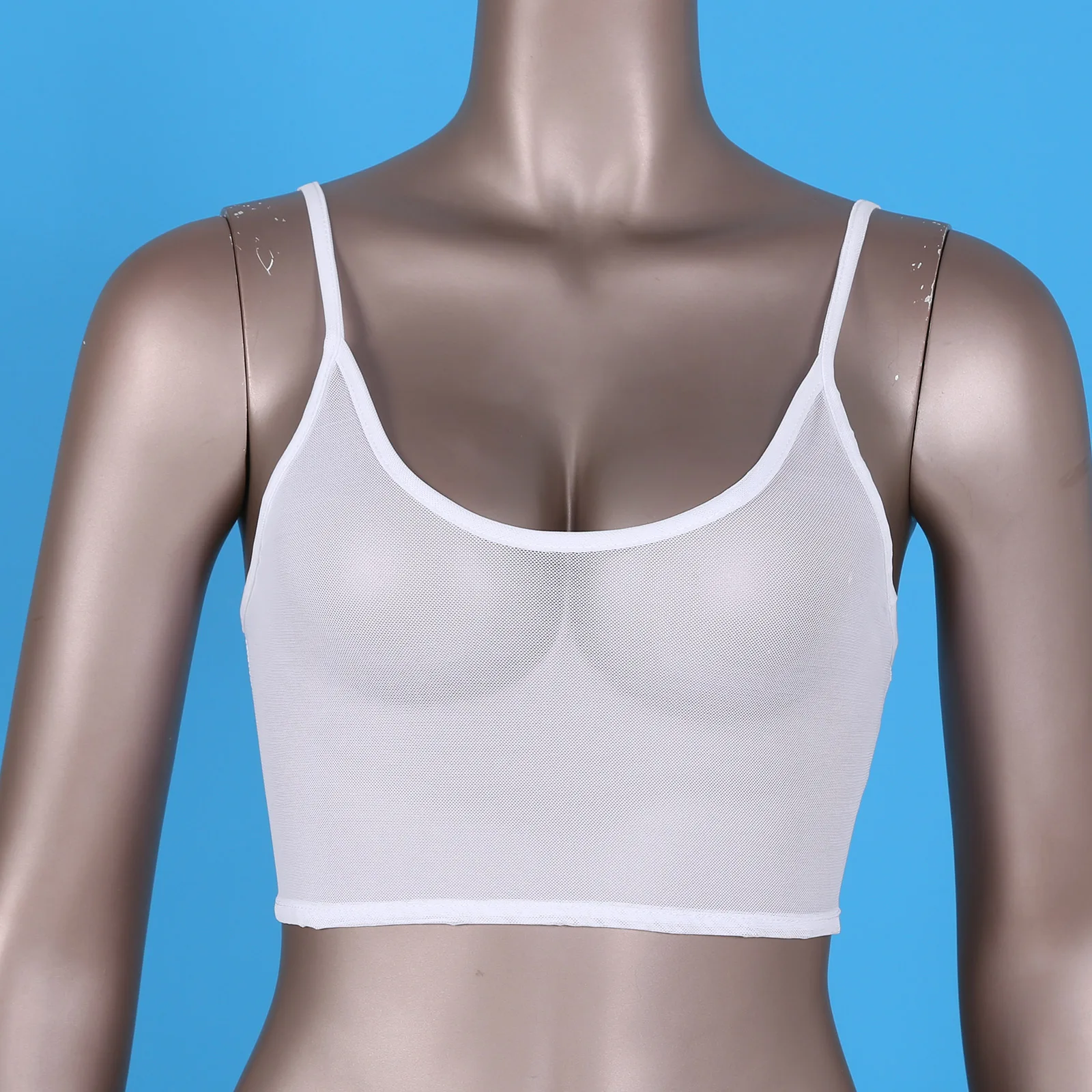 

Sissy Women Ultra Thin Transparent Bra Tops Erotic Lingerie Nipple See Through Sheer Camisole Top for Tempting Dating Night Bra