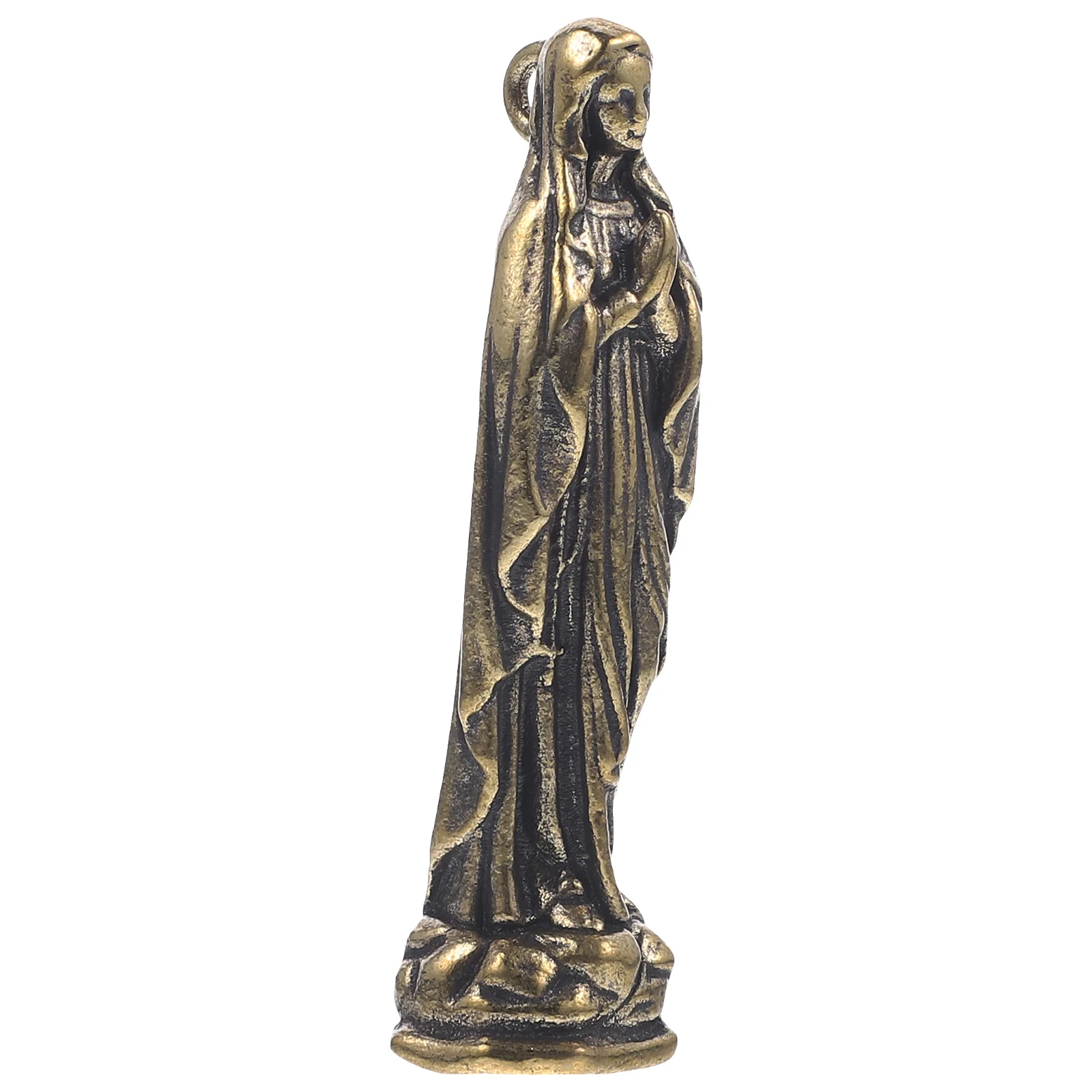 Brass Virgin Mary Figurine Miniature Statue Exquisite Craft Home Office Religious nament Unique Shape Tiny Brass Decor