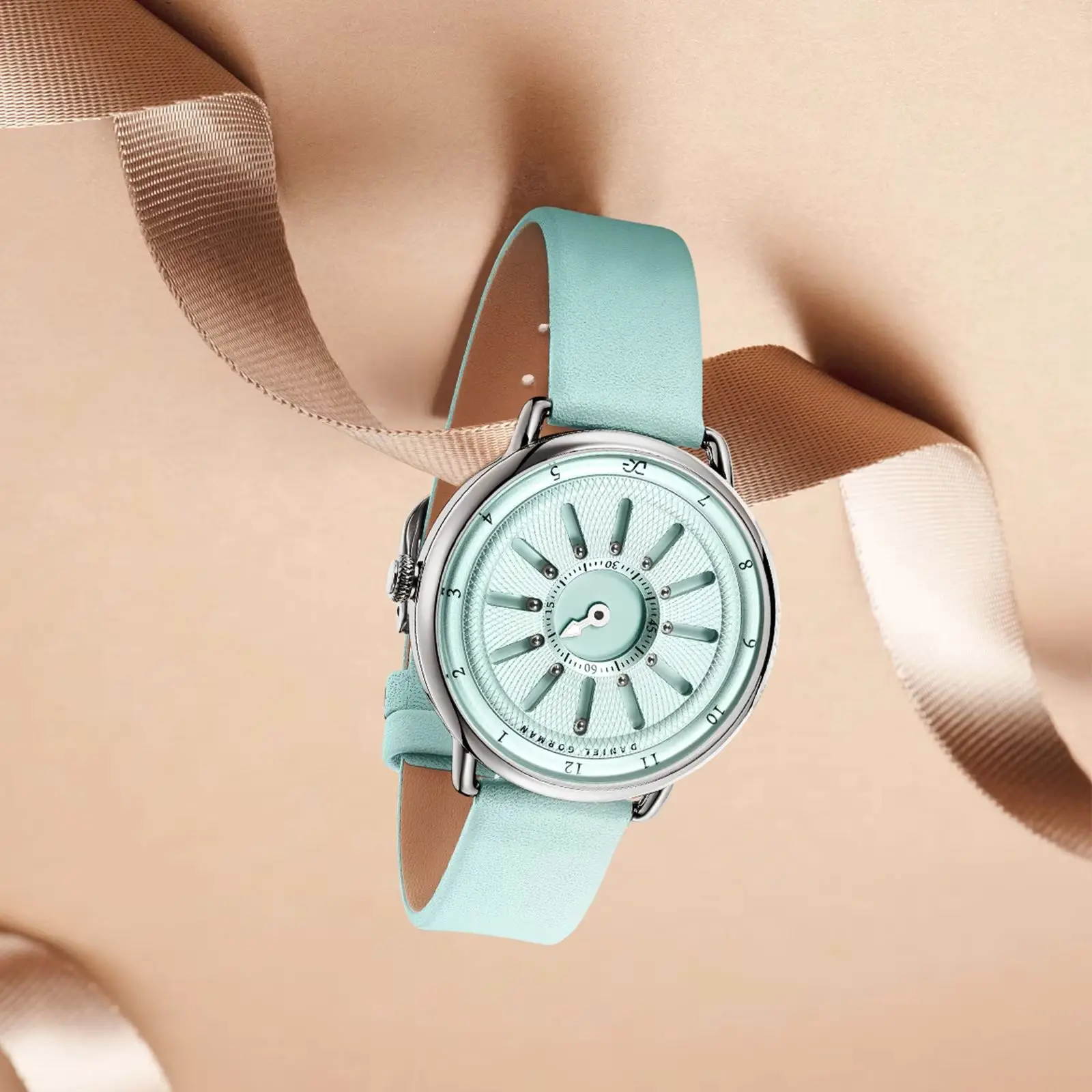 Magnetic Bead Analog Watch - Genuine Leather Strap and Unique Pointer Design, Unisex Magnetic Watches Magnetic Women'Watch