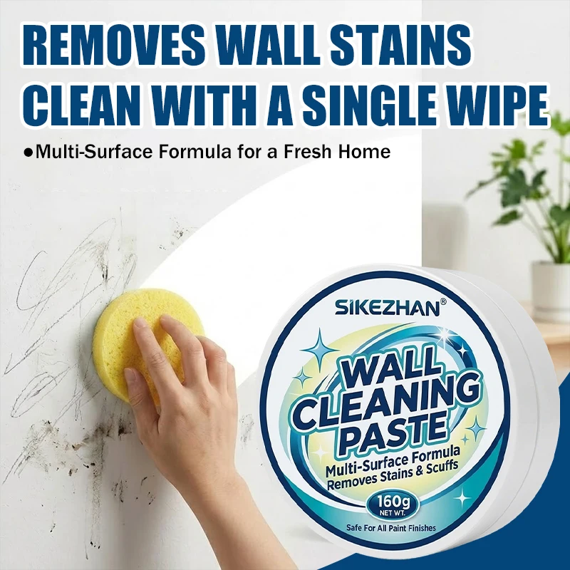Multi-Surface Wall Cleaning Paste Powerful Stain and Scuff Remover for Home Interior Paint Finishes Includes Cleaning Sponge