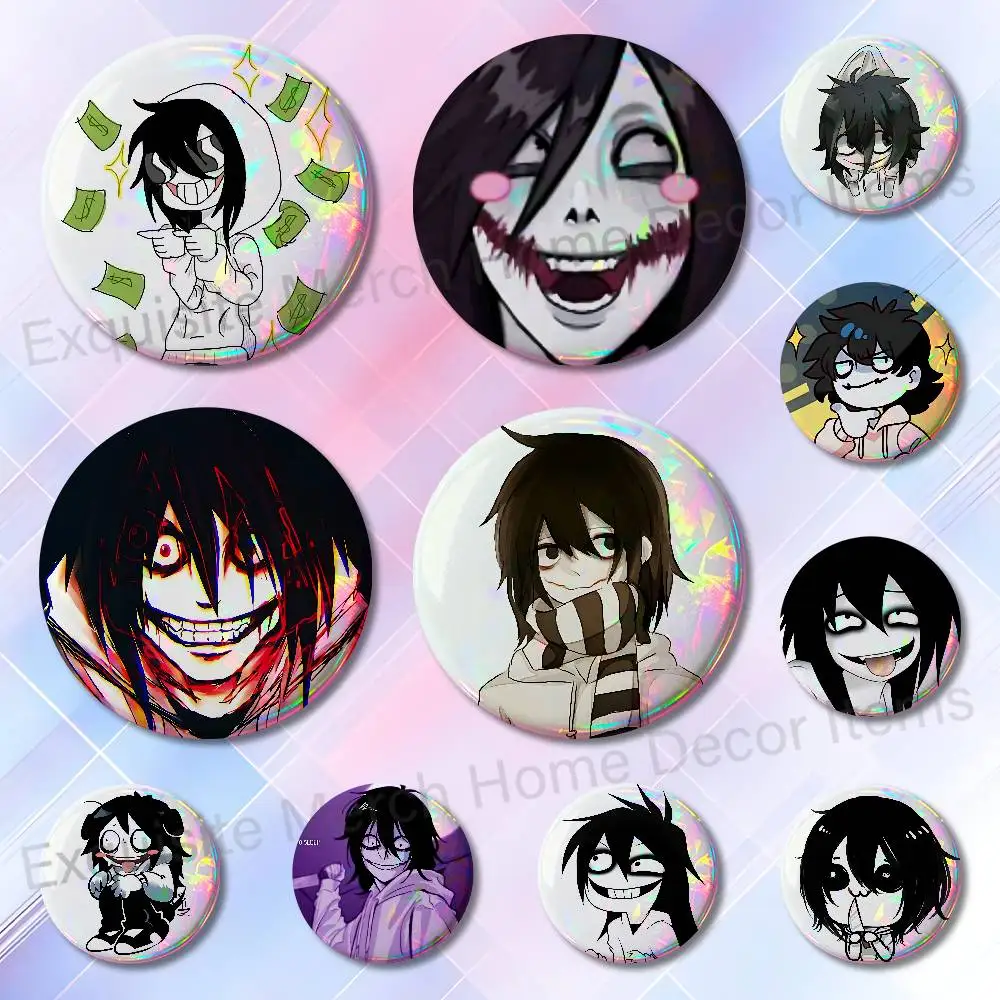 C-Creepypasta Killer J-Jeff HD Print Badges Pretty Round Display Brooches IP merchandise 32mm 58mm 75mm 44mm 25mm