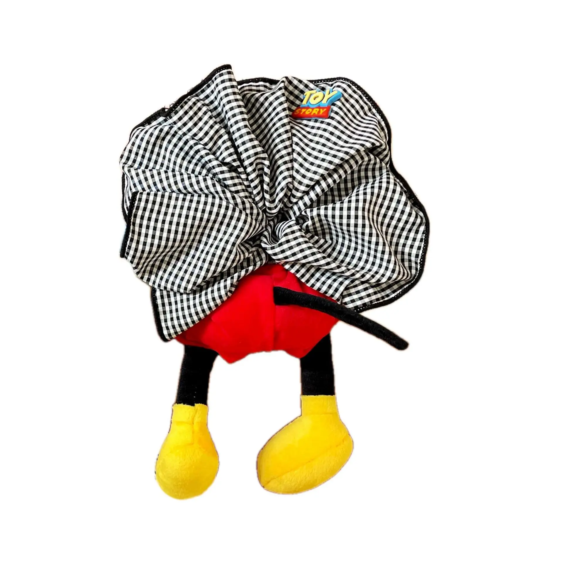 Disney lindo Mickey trasero creativo intestino grueso anillo de pelo divertido dibujos animados muñeca de medio cuerpo tridimensional algodón a cuadros pelo de trasero