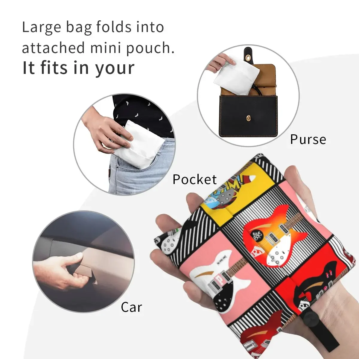 Paul Weller's Rickenbackers Portable Tote Shopping Bags Large Capacity Shopper Bag Grocery Handbag Shoulder Bag