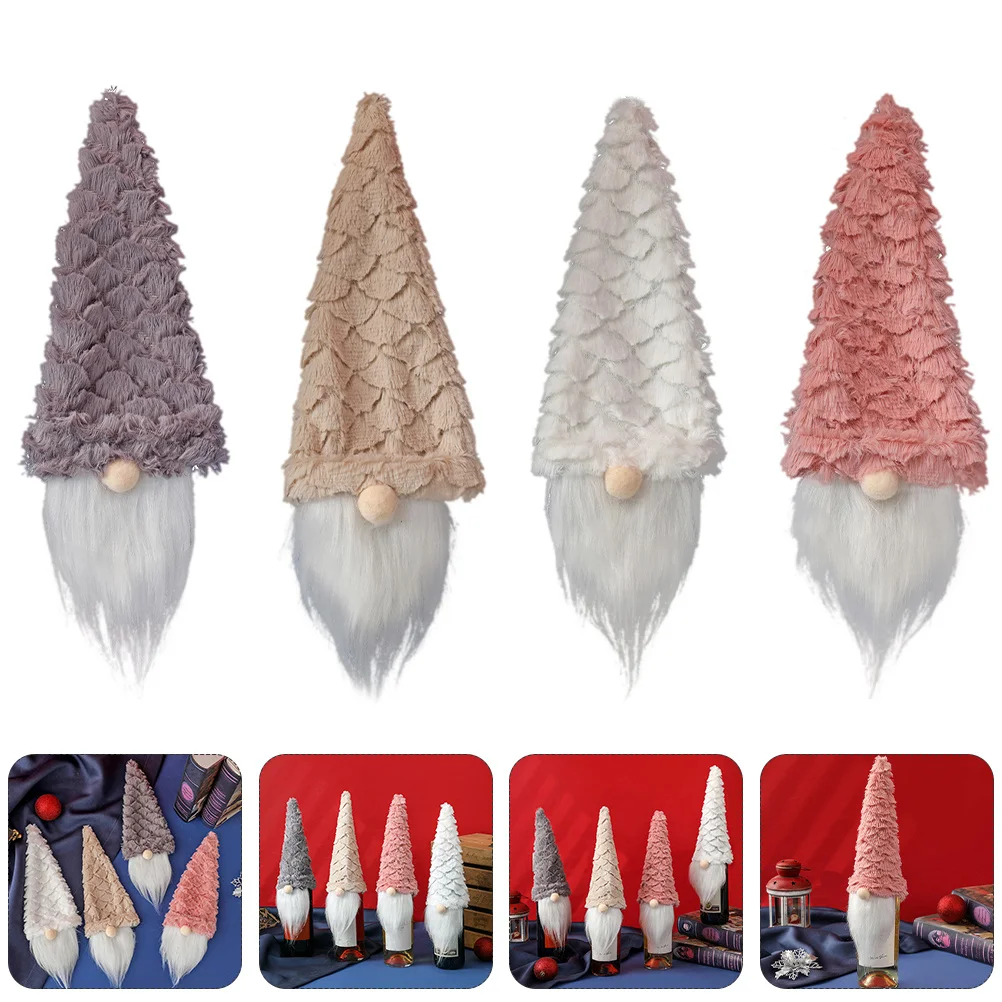 

4Pcs Faceless Elder Bottle Cover Chic Gnome Christmas Wine Decor Adds Warm Atmosphere to Xmas Party Prop Xmas Bottle Covers