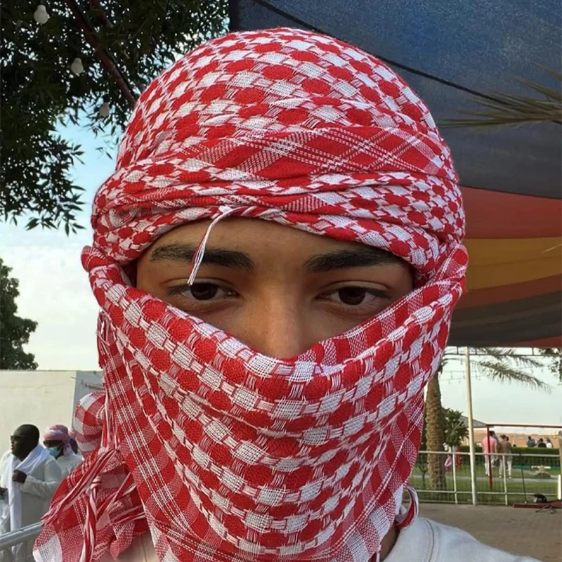 Ethnic Keffiyeh Head Scarf Fringed Arafat Hijab Shemagh Scarf Arabian Face Cover Dustproof Headwrap Muslim Arab Bandana Shawl image 5