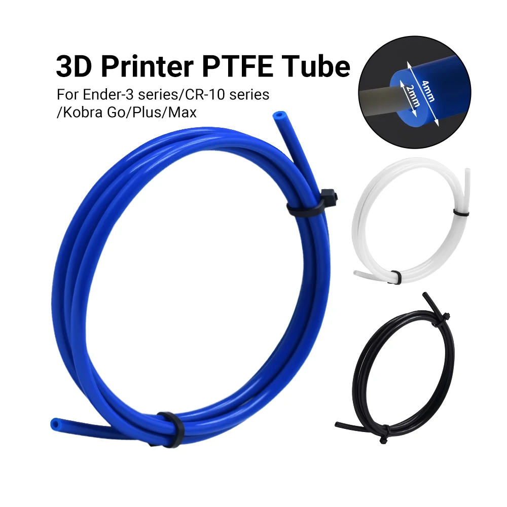 1M PTFE Tube 2x4mm MK8 Hot End Bowden Extruder 1.75mm PLA ABS TPU PETG Filament Feeding Tube For 3D Printer Ender 3 CR10