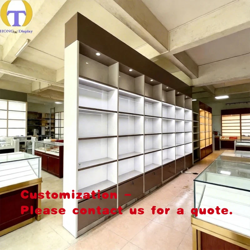 custom.Customized Display Shelf LED Lighting Lockable Storage Modern Smoke Boutique Shop Interior Furniture Shopping