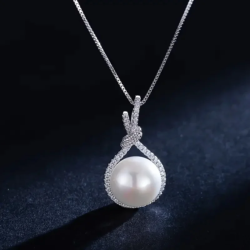 CAOSHI Elegant Lady Simulated Pearl Necklace for Wedding Ceremony Graceful Bridal Jewelry Brilliant Cubic Zirconia Accessories