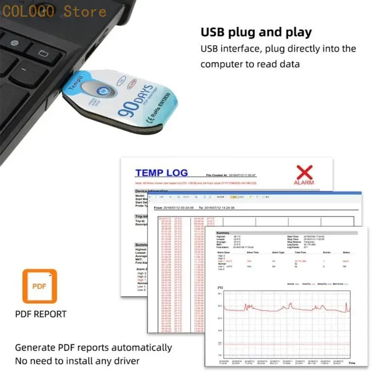 

Temperature & Humidity Data Logger USB Port 10000 Points Disposable PDF Report D0LD