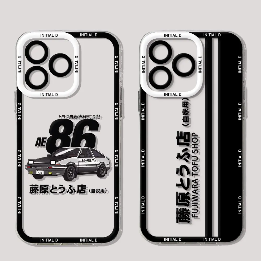 Anime Initial D AE86 Phone Case For iPhone 15 14 13 12 11 Mini Pro Max X XR XSMax 6S 6 7 8 Plus SE20 Transparent Cover