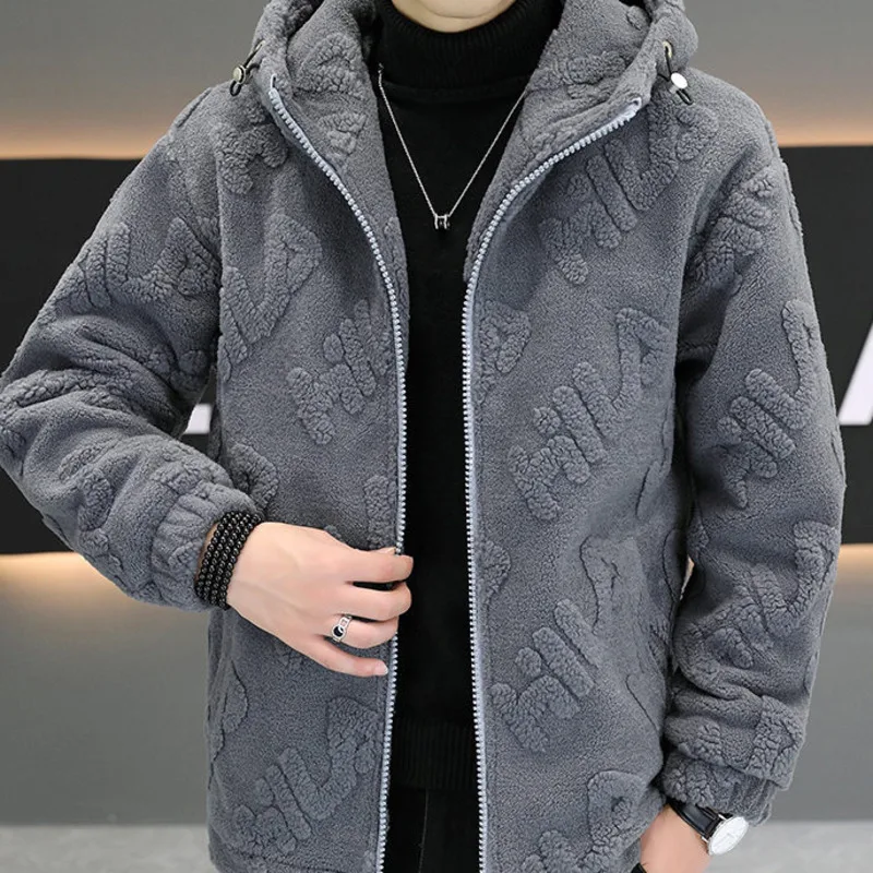 2023 Winter Letter Print Solid Color Hooded Men Jacket Short Clothes Trend Thickened Warm Jacket Homme Winter Jackets Mens