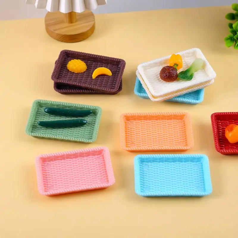 Plastic Dollhouse Miniature Kitchen Cutlery Mini Simulation Dessert Bread Dish Plate Model Doll House Toys Accessories 20pc/lot