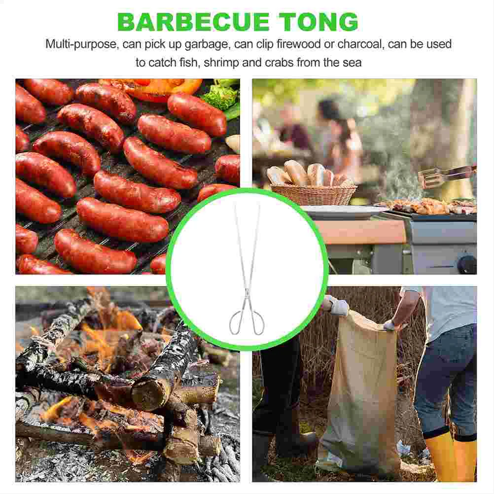 Carbon Tongs BBQ Charcoal Clamp Tools Matches Firewood Tong Stainless Steel Charcoal Clip Clamp Handle Tong Cleaning Accessories