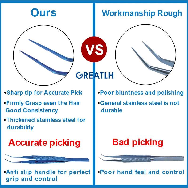 Pince à Épiler en Alliage de Titane, Trois Types