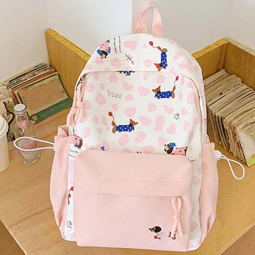 

Daypack Nylon Dachshund Backpack Contrast Color Durable Students School Bag Scratch Prevention Fixed Webbing