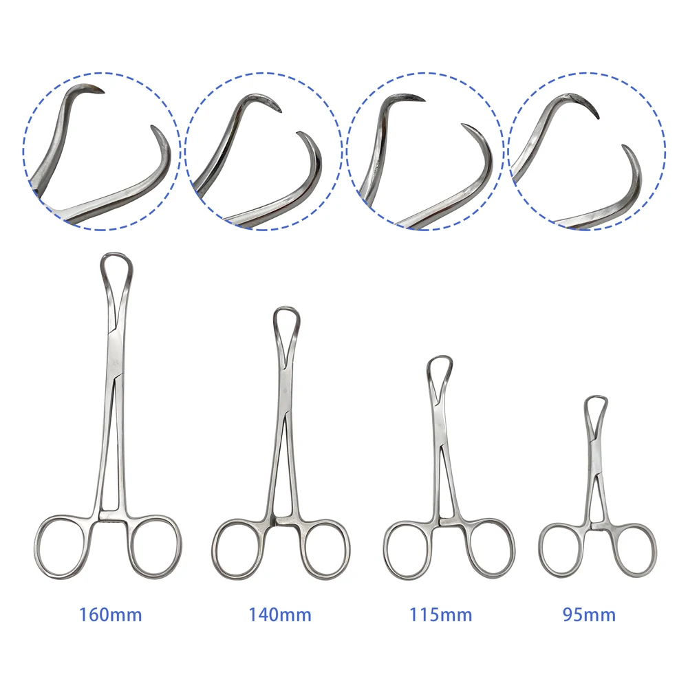 Dental Tweezers Cloth Towel Clamp Forceps 9/11/14/16cm Pointed Pliers Stainless Steel Micro Instruments