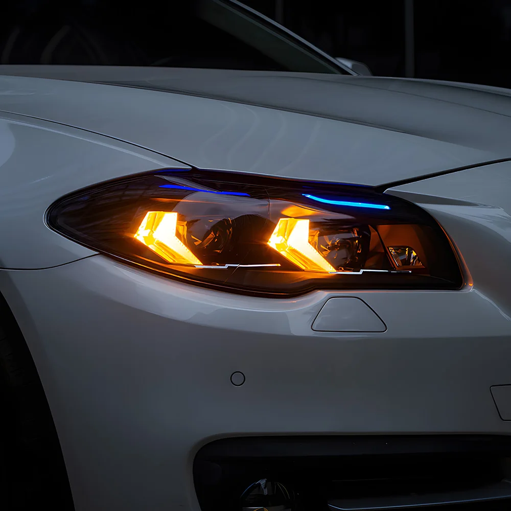 

Для BMW F10 525i 530i 535li 5 серии 2011-2017 автоматические фары в сборе, обновление светодиодных линз проектора в стиле BMW G60, аксессуары