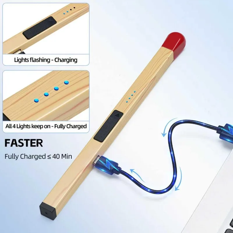 Hot Selling Creative Charging Matchstick Shaped Arc Lighter Ultra Long Handle Portable Aromatherapy Igniter Smoking Accessories