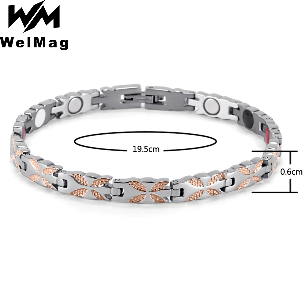 

WelMag Women Stainless Steel Bracelet Romantic Couples Bangles Bio Energy 20mm Magnetic Fashion Wristband Butterfiy Jewelry 2023