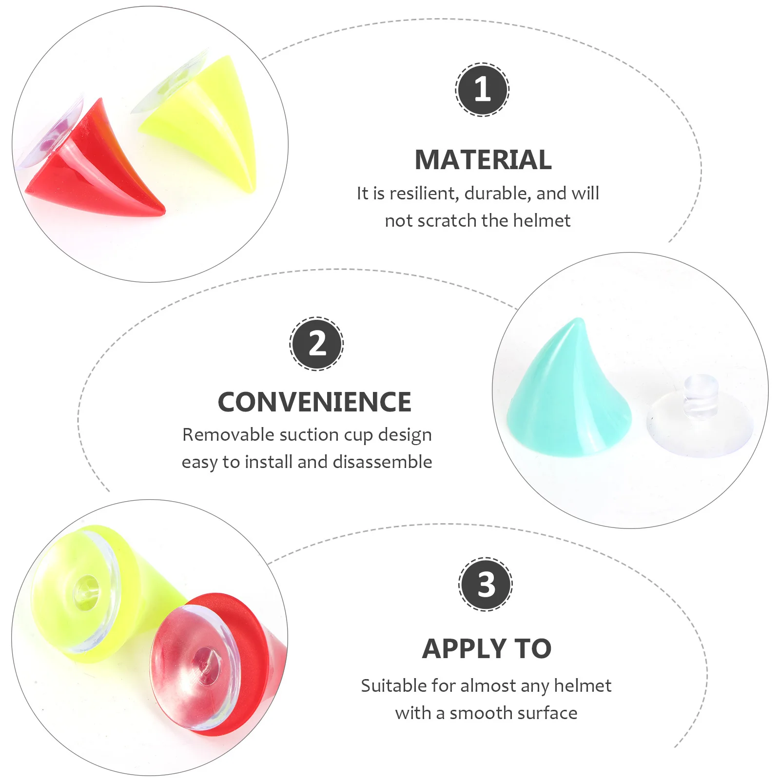 

4Pcs Motorcycle Horn Suction Cup Durable Motorcycle Decoration Resilient Motorbike Horn Headwear Sucker