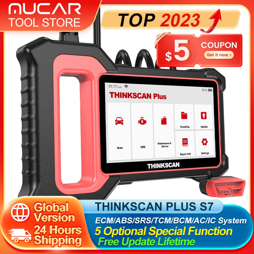 Thinkcar Thinkscan Plus S7 Diagnostic Tool Engine ABS Transmission BCM AC IC System OBD2 Scanner With 5 Reset Automotive Scanner