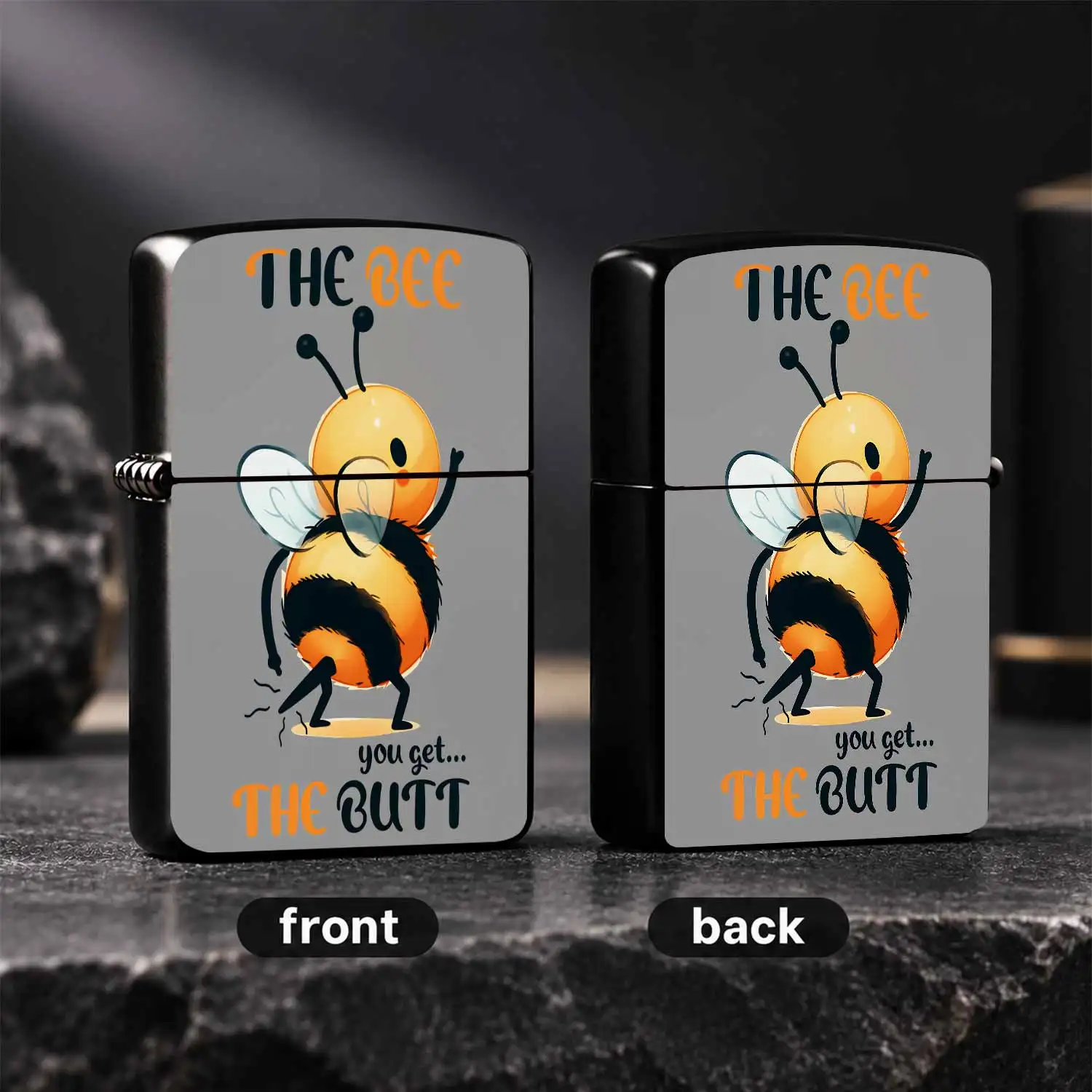 Cute Funny Bee Print Portable Lighter, Creative Humorous Pun Themed Adorable Bee Pattern Ignition Device, Lightweight Easy-Carry Daily Use Tool, Interesting Playful Holiday Birthday Surprise Gift For Friends And Family A Humorous And Intere