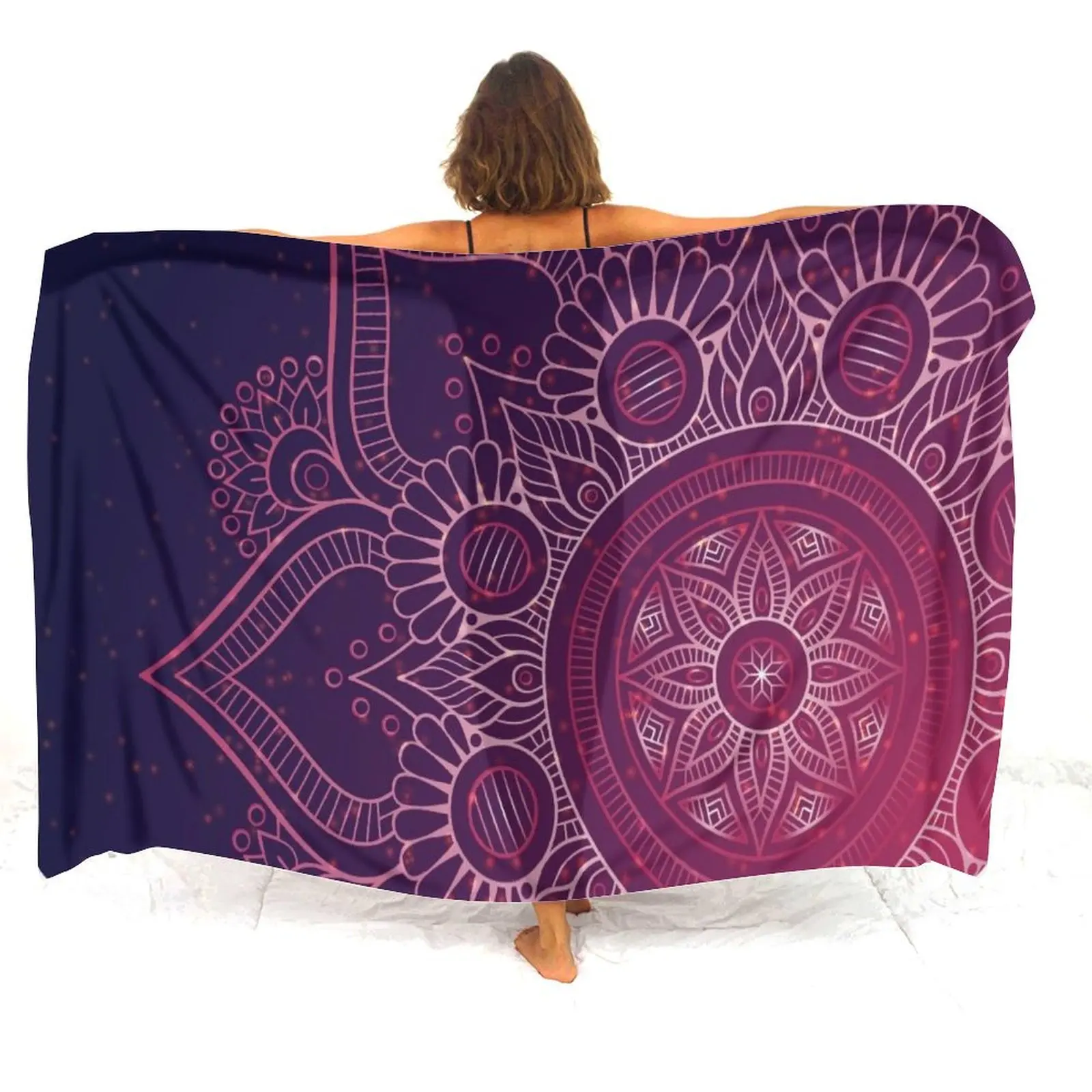 Tax Free Summer Seaside Costume da bagno da donna Scialle Cappotto Mandala Sarong Tessuto morbido Design con motivo artistico retrò Grembiule intero